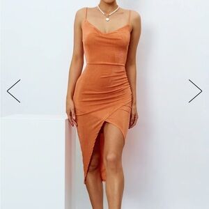 Hello Molly Orange Midi Dress
